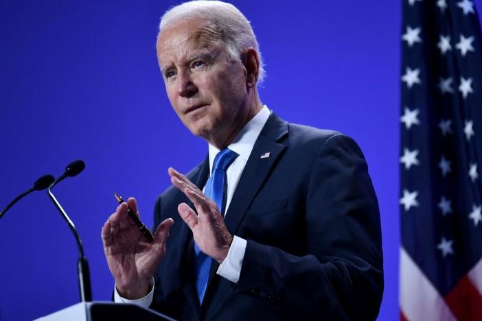 President Biden addresses a press conference at the COP26 U.N. Climate Change Conference in Glasgow on Tuesday.