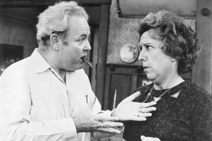 For years, <em>All in the Family</em> was the most popular show on television. It debuted in 1971. Carroll O'Connor, left, played Archie Bunker. Jean Stapleton played his wife, Edith Bunker.