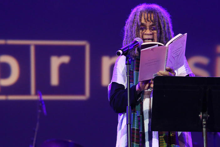 Sonia Sanchez reads from her book <em>Like the Singing Coming Off the Drums</em> during an NPR Music event in 2019.