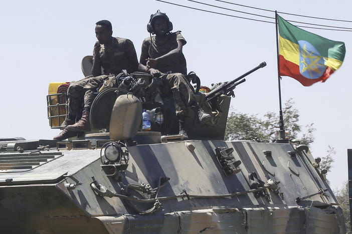 Ethiopian army units patrol the streets of Mekele in northern Ethiopia's Tigray region in March after the city was captured during an operation against the Tigray People's Liberation Front (TPLF).