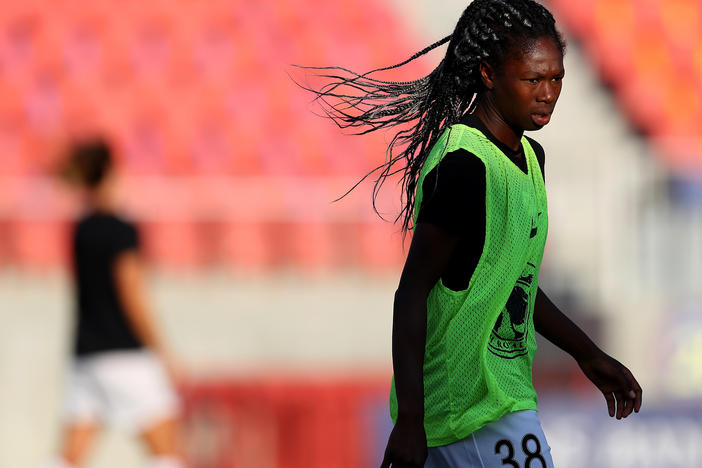 Aminata Diallo, pictured here while she was on loan to the National Women's Soccer League's Utah Royals, warms up prior to a match in July 2020 in Herriman, Utah.