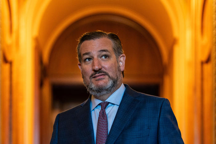 Sen. Ted Cruz, R-Tex., departs from the Senate chamber following a vote on Nov. 3 in Washington, D.C.