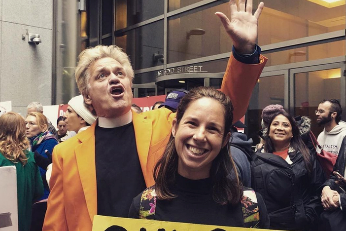 Reverend Billy (William Talen, left) among a flock of supporters.