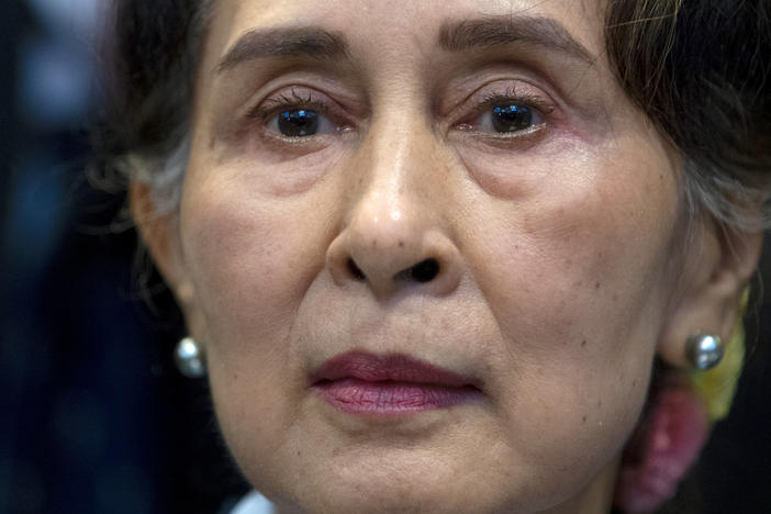 Aung San Suu Kyi has not been seen in public since being taken into custody after Myanmar's military seized control in February. In this Dec. 11, 2019 photo, Suu Kyi, the country's leader at the time, waits to address judges of the International Court of Justice on the second day of three days of hearings in The Hague, Netherlands.