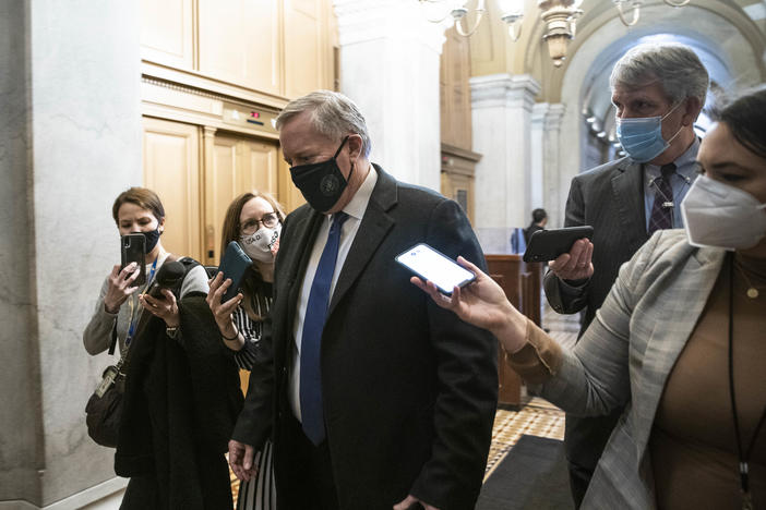 Former White House Chief of Staff Mark Meadows at the U.S. Capitol in February. Meadows has agreed to provide documents and appear for a deposition before the House committee investigating the Jan. 6 attack on the Capitol.