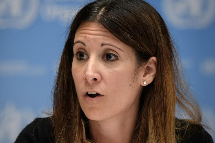 Maria Van Kerkhove, a top World Health Organization official on COVID-19, speaks at a news conference in July.