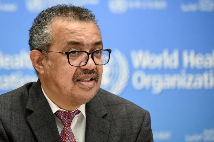 World Health Organization Director-General Tedros Adhanom Ghebreyesus speaks at the WHO headquarters in Geneva on Oct. 18.