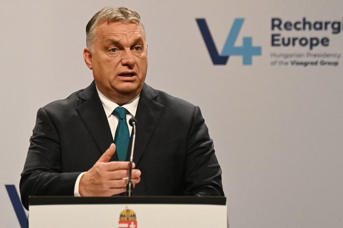 Hungary's Prime Minister Viktor Orbán gives a press conference following a meeting of prime ministers of central Europe's informal body of cooperation, called the Visegrad Group (V4) in Budapest, Hungary, last month.