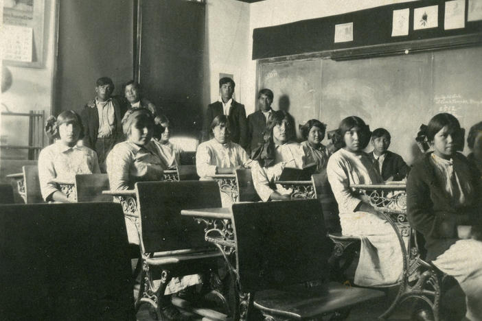 Stewart Indian School students are seen in a classroom in Carson, Nev., in an undated photo. The state of Nevada plans to fully cooperate with federal efforts to investigate the history of Native American boarding schools.