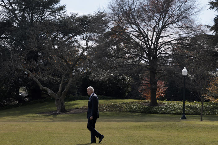 President Biden walks to Marine One outside the White House on Dec. 2.