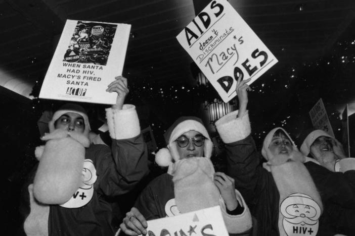 The ACT UP Action Tours activists protested at the Macy's 34th St Store in New York City on Nov. 29, 1991.