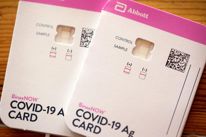 At-home rapid COVID-19 tests, like this one from Abbott, can be difficult to find and cost-prohibitive for some families.