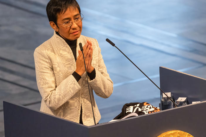 "What happens on social media doesn't stay on social media," Nobel Peace Prize winner Maria Ressa said on Friday, as she accepted the award in Oslo's city hall.