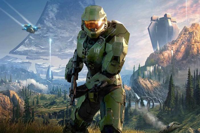 Master Chief stands tall on the planet Zeta Halo.