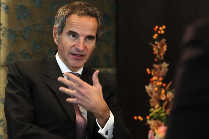 International Atomic Energy Agency Director General Rafael Mariano Grossi gives an interview to The Associated Press, in Abu Dhabi, United Arab Emirates, on Tuesday. The United Nations' nuclear watchdog now says it's reached a deal with Iran to replace cameras damaged at centrifuge assembly plant.