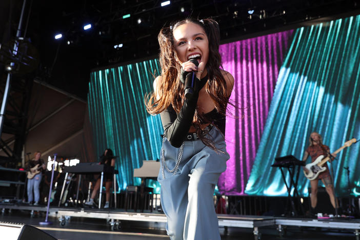 Olivia Rodrigo performs at the 2021 iHeartRadio Music Festival in Las Vegas on Sept. 18, 2021.