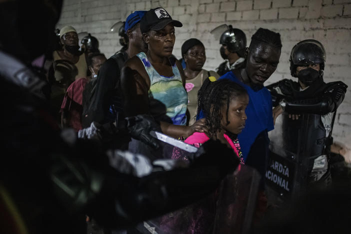 Haitian migrants boarding buses in Tapachula. Their encampment has been plagued with a lack of water, food and sanitation.