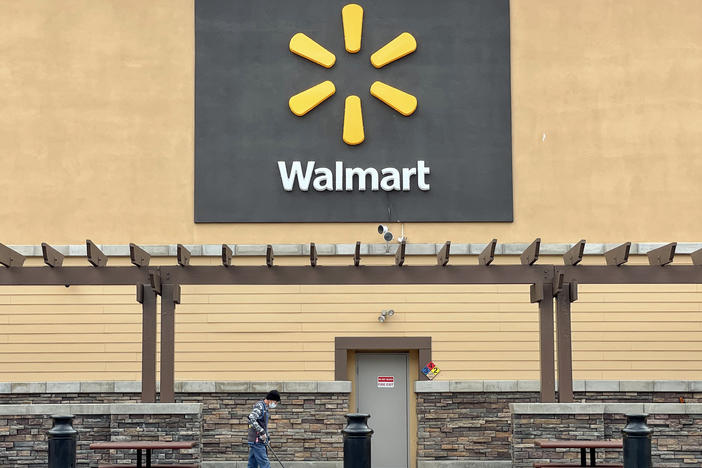 A sign is posted in front of a Walmart store in American Canyon, Calif. The state has filed a lawsuit against Walmart for allegedly disposing of hazardous waste, state officials announced.