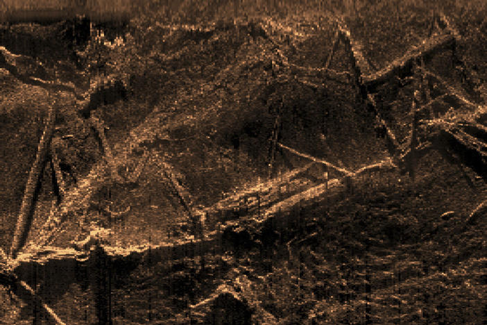 This sonar image created by SEARCH Inc. and released by the Alabama Historical Commission shows the remains of the Clotilda, the last known U.S. ship involved in the trans-Atlantic slave trade.