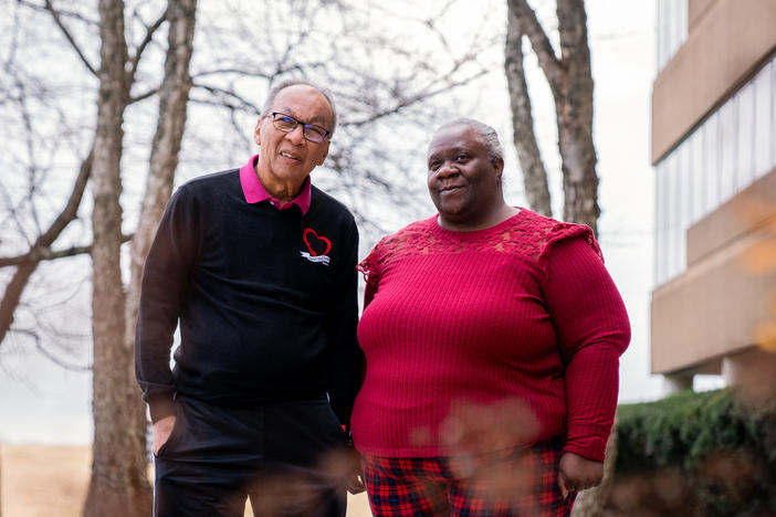 André Lee, administrator and co-founder of Heart and Soul Hospice, stands with Keisha Mason, director of nursing, in front of their office building last week in Nashville, Tenn.