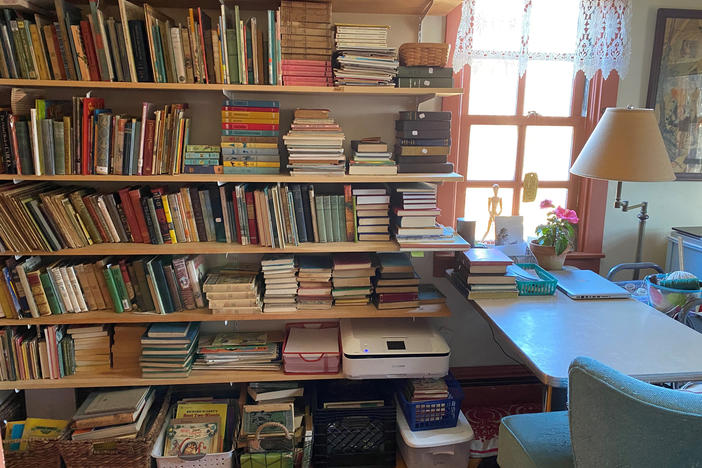 One of many bookshelves in the home of Marie-Pascale Traylor, the artist and former preschool teacher behind the "My Old Books" Instagram account and Etsy shop. She collects vintage children's books and helps people reconnect with their long-lost favorites.