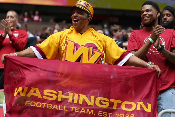 Washington Football Team fans cheer during a game against the Falcons in Atlanta in October 2021.