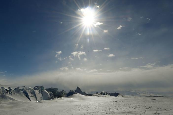 A frozen section of the Ross Sea at Scott Base in Antarctica on Nov. 12, 2016. Britain's Preet Chandi made history by trekking 700 miles from Hercules Inlet to the South Pole in an unsupported expedition.