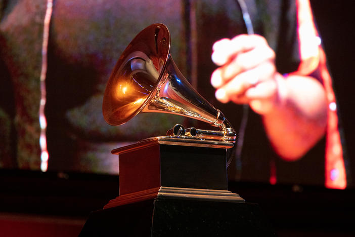 A view of a Grammy statue during a performance at the Chicago Chapter 60th Anniversary Concert at Millennium Park on Sept. 16, 2021 in Chicago.