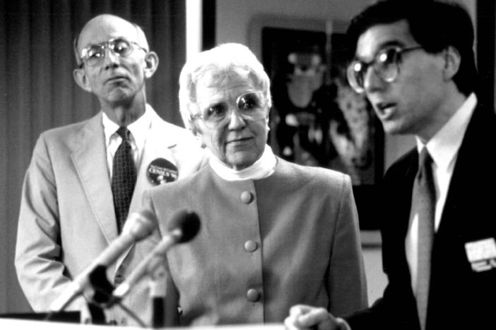 Census Bureau Director Barbara Bryant (center) participates in a press conference about the 1990 census in Denver with the city's mayor, Federico Peña (right), and William Adams, a regional director for the bureau.