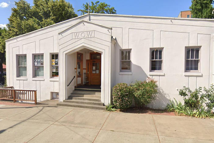 The front of WOW Hall in Eugene, Ore., is seen in a photo taken from Google Maps Street View. The hall was the site of a mass shooting on Friday.