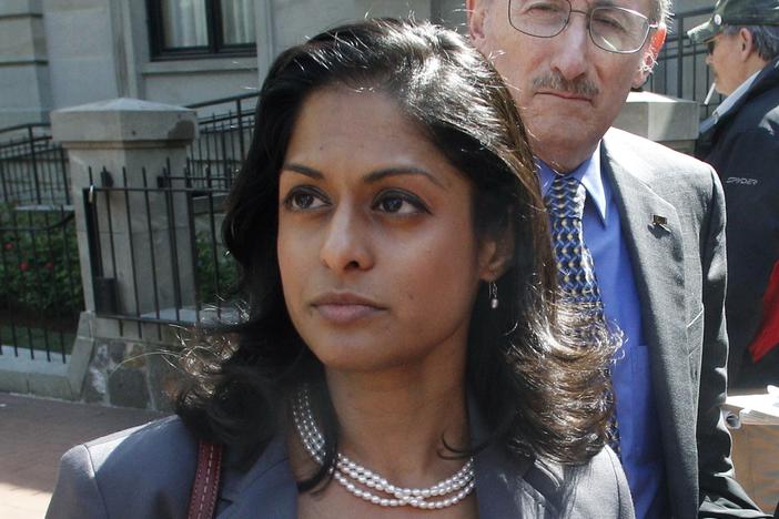 Nusrat Choudhury, lead attorney for the National ACLU National Security Program, speaks with reporters following oral arguments on the ACLU No Fly List challenge, in Portland, Ore., on May 11, 2012. President Biden has nominated Choudhury to be a federal judge in the Eastern District of New York.