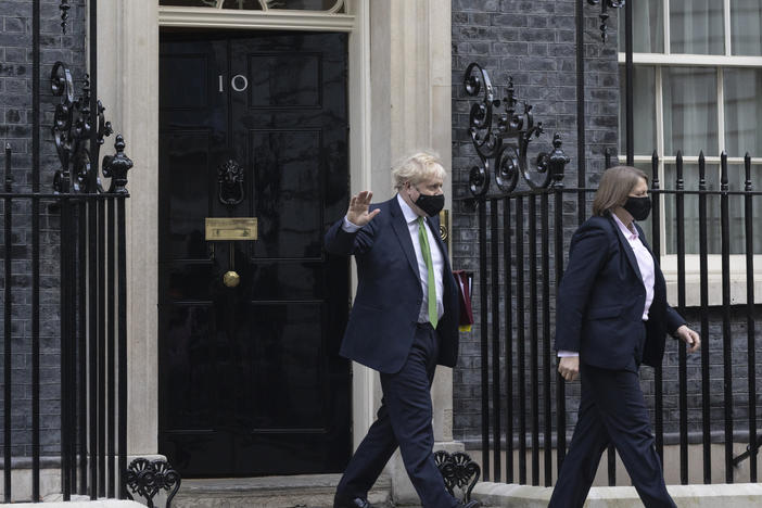 Prime Minister Boris Johnson leaves 10 Downing St. in London on Wednesday. Speculation over a vote of no confidence in his leadership mounts.