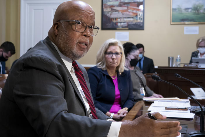 Rep. Bennie Thompson, D-Miss., chairperson of the House panel investigating the Jan. 6, 2021, Capitol insurrection, testifies before the House Rules Committee in December.