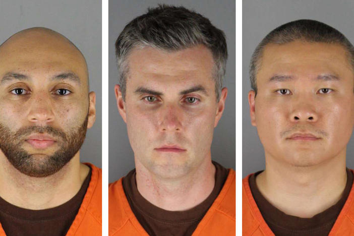 This combination of photos provided by the Hennepin County Sheriff's Office in Minnesota shows, from left, former Minneapolis police officers J. Alexander Kueng, Thomas Lane and Tou Thao.