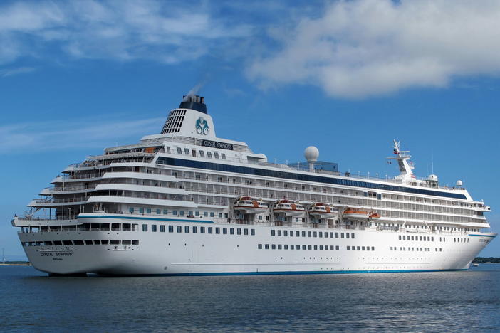 The cruise liner Crystal Symphony leaves the harbor in Charleston, S.C. , in 2013. A 2022 trip by the ship ended in a lawsuit-fueled detour.