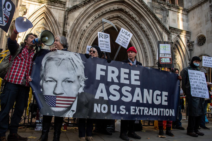 Supporters of Julian Assange outside the Royal Courts of Justice last month in London. Nearly two months later, London's High Court ruled that Assange can seek appeal against his extradition to the U.S.