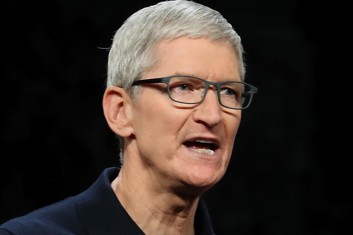 Apple CEO Tim Cook speaks during the 2018 Apple Worldwide Developer Conference (WWDC) at the San Jose Convention Center.