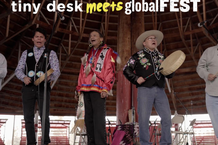 Northern Cree perform for Tiny Desk Meets globalFEST.