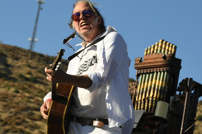 Neil Young, performing in Lake Hughes, Calif. in 2019.