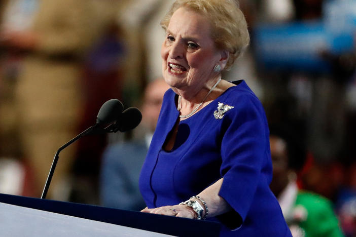 Albright delivered remarks during the Democratic National Convention in July, 2016 in Philadelphia, Pennsylvania.