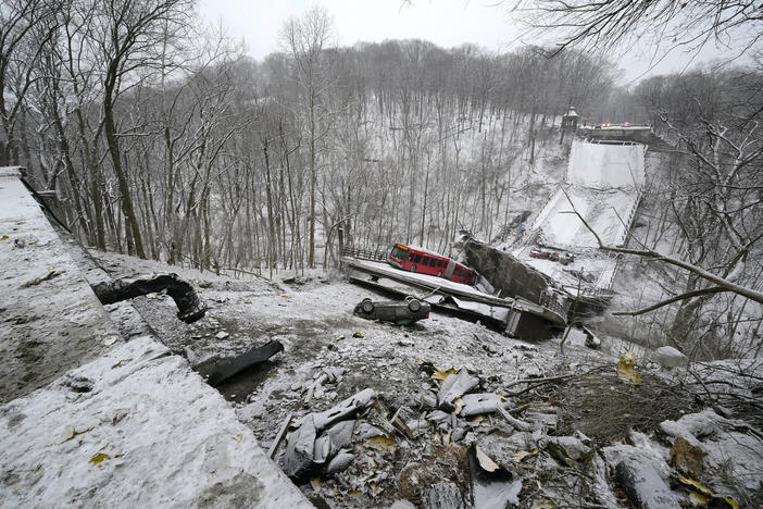 Ten people were injured and at least three hospitalized after a bridge collapsed early Friday in Pittsburgh's East End.