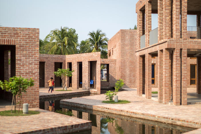 Friendship Hospital in Bangladesh, winner of the 2021 RIBA International Prize. The hospital's zig-zag canal collects rainwater and aids in cooling the site.
