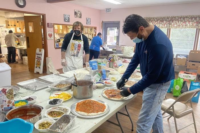 Free meals are prepared at St. Timothy's Episcopal Church in Brookings, Ore.