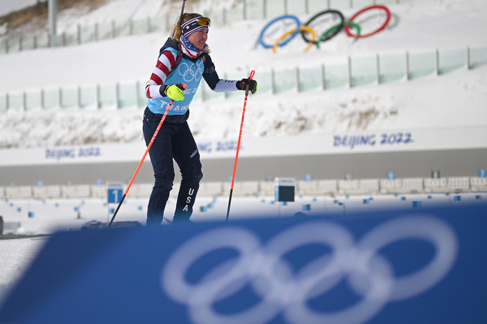 Team USA at a Biathlon Training Session ahead of the Beijing 2022 Winter Olympic Games on January 31, 2022 in Zhangjiakou, China