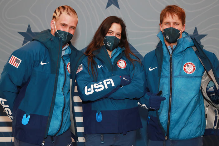 From left to right: U.S. Olympians River Radamus, Isabella Wright, Thomas Ford.