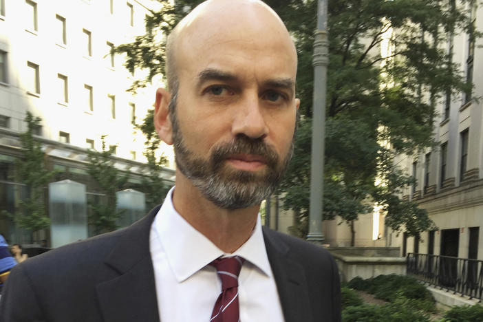 Former <em>New York Times</em> editorial page editor James Bennet, shown here in a photo from 2017, said Tuesday he accepted blame for an editorial that falsely linked a graphic from former Gov. Sarah Palin's political action committee with a mass shooting in Arizona. He testified during Palin's defamation suit.