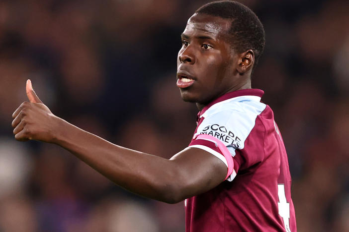 Kurt Zouma of West Ham United reacts during the Premier League match with Watford at London Stadium on Tuesday. Zouma has apologized after a video showed him abusing cats.