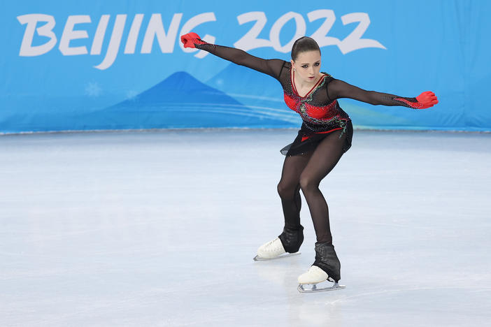 Kamila Valieva of the Russia Olympic Committee performs her history-making routine at the figure skating team event earlier this week.