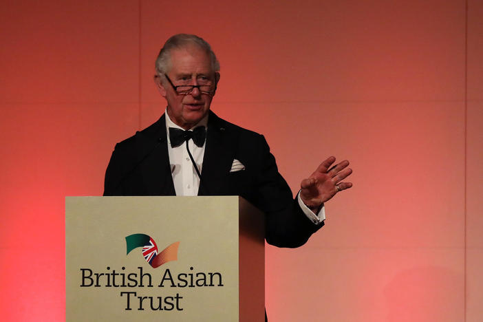 Prince Charles speaks at a reception at the British Museum on Thursday in London. He tested positive for COVID-19 the following morning.