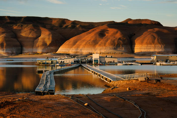 Water levels at Lake Powell, the United States' second-largest reservoir, have dropped by more than 150 feet during the ongoing megadrought.